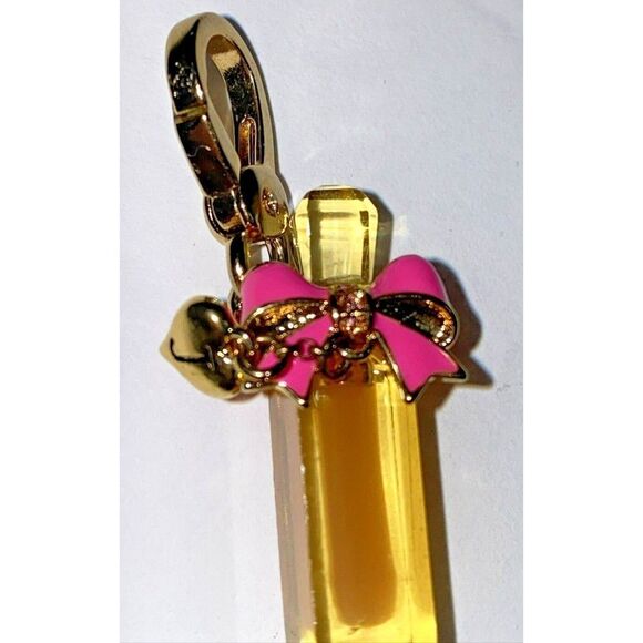 Juicy Couture 2013 Gold Viva La Fleur Pink Bow Fragrance Charm authentic RARE - Picture 6 of 11